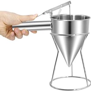 Piston Funnel Stainless Steel Confectionery Funnels with Stand Batter Dispenser Bakery Use Cake Decorating Tool