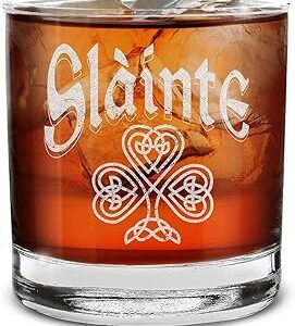 shop4ever Slainte Irish Cheers Toast Engraved Whiskey Glass 11 oz. Gift for Him Her