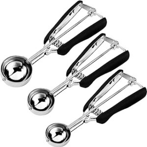 Cookie Scoop Set, Include 1 Tbsp/2 Tbsp/3 Tbsp, Cookie Scoops for Baking Set of 3, Cookie Dough Scoop, 18/8 Stainless Steel, Good Grip, Non-Slip, for Cookie Cupcake Muffin Ice Cream waffle