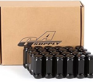 GAsupply Black Lug Nuts 14X1.5, Close End Bulge Acorn Lug Nuts 3/4 inch Hex 1.9inch Tall Conical Seat (24 Pack)