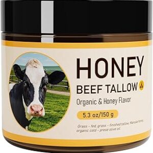 Beef Tallow for Skin, Tallow and Honey Balm,Beef Tallow For Face, Grass Fed Beef Tallow for All skin Type, Honey Tallow Face Moisturizer for Skincare, 150 Gram(5.3 Oz)
