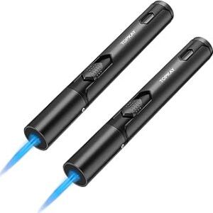 Torch Lighters, 2 Pack, Butane Lighters, Adjustable Jet Flame Torch Lighters, Windproof Butane Refillable Gas Torch Lighter Long Lighter for Candle, Grill, BBQ, Fireworks(Butane Not Included)