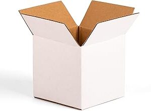 White Small Shipping Boxes 5x5x5 inches Corrugated Cardboard Box with Fragile Stickers for Mailing and Storage, 15 Pack