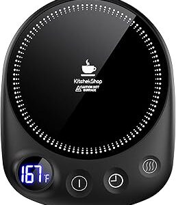 Coffee Mug Warmer - Fastest Heating & Highest Temperature, Coffee Cup Warmer for Desk Auto Shut Off, 4 Temp Settings & 1-12H Timer, Smart Electric Beverage Warmer for Coffee, Tea (Black)
