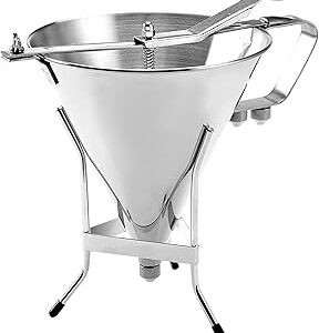 Stainless Steel Confectionery Funnels with Stand and 3 Nozzles, Commercial Grade Cake Decorating Tool Bakery Use, Precise Dispensing and Filling