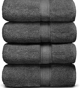 Ariv Premium Bath Towels Pack of 4, 100% Cotton, Large 30" x 52", Super Soft, Highly Absorbent, Quick Dry, Durable, Comfortable, Great Value & Quality, Perfect for Home & Bathroom - Grey