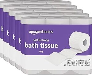 Amazon Basics Soft and Strong 2-Ply Toilet Paper, 30 Ultra Rolls = 120 Regular Rolls, Unscented, 340 Sheet (30 Rolls)