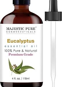 MAJESTIC PURE Eucalyptus Essential Oil | 100% Pure and Natural Eucalyptus Oil | Premium Grade Essential Oils for Hair Care, Home Diffusers, Skin, Aromatherapy, Massage and Humidifiers | 4 Fl Oz