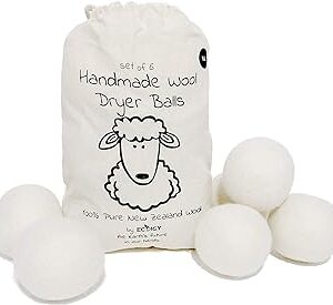 Wool Dryer Balls XL 6-Pack - 100% Pure New Zealand Wool, Ecoigy Natural Fabric Softener, Reduces Wrinkles & Drying Time, Ideal for Essential Oils, Dryer Sheets Alternative,Dryer Balls Laundry Reusable