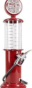 BLKSMITH Pump Liquor Dispenser for Home Bar | Vintage Style Red Plastic 30 Fl. oz Liquor Decanter for Man Cave Decor | Beverage Dispenser for Scotch, Vodka, Cocktails, Non-Alcoholic Drink and More