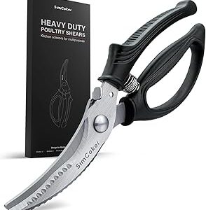 Poultry Shears, Heavy Duty Kitchen Shears With Anti-Slip Handle & Safety Lock, Poultry Scissors for Meat, Chicken, Bone,Turkey, Fish, Spring Loaded, Dishwasher Safe