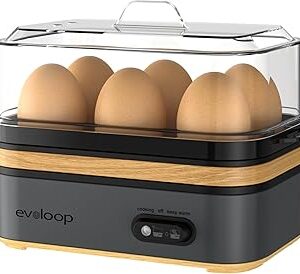 Rapid Egg Cooker Electric 6 Eggs Capacity, Soft, Medium, Hard Boiled, Poacher, Omelet Maker Egg Poacher With Auto Shut-Off, BPA Free