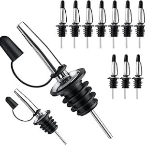 Pafusen 12 Pack Liquor Pour Spout With Dust Caps - Bottle Pourers for Alcohol, Olive Oil - Speed Pourers, Bar Bartender Accessories