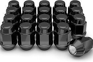 White Knight 1707SBK-20AM Black Chrome M12x1.50 Bulge Acorn Lug Nut, 20 Pack