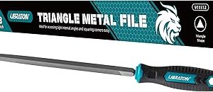 LIBRATON 8-Inch Triangle Metal File, Metal File Tool, High Carbon Steel File with Ergonomic Handle, Hand File for Metal, Metalworking, Wood, Plastic, Triangle File for Refining, Shaping and Scraping