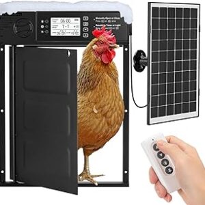 Automatic Chicken Coop Door Solar Powered, Cold Weather Electric Chicken Door Large Size Aluminum Door with Light Sensor & Timer with Power Off Emergency Mode 14.9" H x 11" W