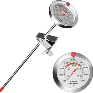 Candy Thermometer Deep Fry Thermometer with Stainless Steel 2 Inch Large Dial & 9 Inch Long Probe Candy Making Temperature Reference for Confectionery,Dessert,Deepfrying Food