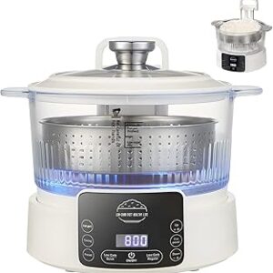 Glass Low Carb Rice Cooker - 3L for Regular Rice,2 Cups for Low Sugar Rice Cooker,Lifting Stainless Steel Steamer,110V & 800W Reservable & Timable Steam,Cook,Stew Multi Function Cooker(White)