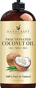 Handcraft Blends Fractionated Coconut Oil - 16 Fl Oz - 100% Pure and Natural - Premium Grade Carrier Oil for Skin, Hair and Body - Massage - Hair Tonic