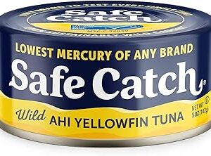 Safe Catch Wild Ahi Yellowfin Tuna Fish Canned, Wild Caught, Lowest Mercury, Lean Protein, Omega 3, Gluten-Free, Kosher, Pack of 6