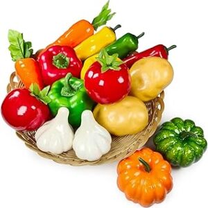 Lorigun 16 Pieces/Set Artificial Vegetables Simulation Vegetables Decoration Kitchen Home Decor Realistic Fake Vegetables Decor Set Photo Props