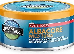 Wild Planet Wild Albacore Tuna,No Salt Added, Canned Tuna, Sustainably Wild-Caught, Pole & Line, Non-GMO, Kosher 5 oz