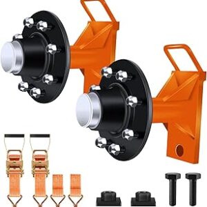 2 Pack Shipping Container Wheels 8x6.5 Lug, May Moves 9000 pounds 20ft-45ft Container, Shipping Container Wheels kit, with Ratchet Strap Tie Down J Hook, Quick disassembly (Orange)