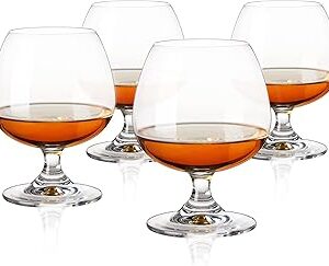 True Brandy Bourbon Whiskey Cognac Scotch Drinking Glasses, Superb Lead-Free Crystal Snifter Glass for Cocktail Party Dishwasher Safe, 14 oz, Set of 4