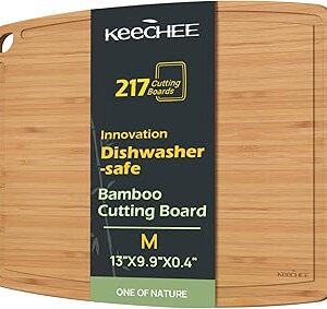 Dishwasher Safe Bamboo Cutting Boards Durable Lightweight Wood Cutting Board for Busy Kitchen, Easy Storage & Clean Wooden Chopping Boards Reversible with Juice Groove, Kitchen Gift for Home Cooks