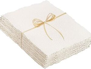 50 Sheets Watercolor Paper 4 x 6inch, 300 GSM Deckled Edge Paper Rough/Textured Handmade Paper Cotton Paper for Watercolors, Wedding Invitations, Cards, Crafts