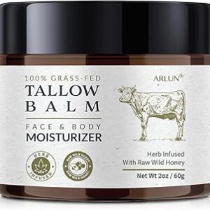 Beef Tallow for Skin, Beef Tallow and Honey Balm, Tallow Face Moisturizer Nourishes and Hydrates the Skin, Grass Fed Whipped Tallow Honey Balm Enriched with Raw Wild Honey 60g