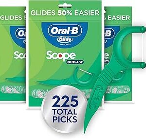 Oral-B Glide Mint Dental Floss Picks with Long Lasting Scope Flavor, 3 Pack of 75 Picks (225 Total)