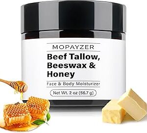 Beef Tallow for Skin, Whipped Tallow Balm for Face & Body, Grass Fed Beef Tallow Moisturizer with Tallow, Beeswax & Honey, Organic Face Cream for Skin Care, Moisturizes & Repairs Dry Skin, 2 oz