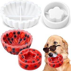 Mity rain 2PCS Dog Treat Molds, Frozen Treats for DIY Custom Flavors, Fruit & Water Freezer to Keep Dogs Cool, Silicone Ice Cube Mold for Summer Chew Toys, Gift for Dog Lover