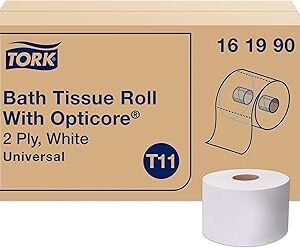 Tork OptiCore Mid-size Toilet Paper Roll White T11, Universal, 2-ply, 36 x 865 sheets, 161990