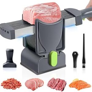Fresh Meat Slicer - Thickness Adjustable 2 or 4 mm Manual Meat Slicer Set for Fresh Meat Slicing Shredding Food Cutter for Beef Pork Mutton Home Cooking BBQ Hot Pot