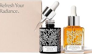 Naked & Thriving The Night Set | Renew Resurfacing Night Serum (30 mL) + Rejuvenate Restorative Face Oil (35 mL) with Hyaluronic Acid, Argan & Sea Buckthorn Oils and Fruit AHAs (Set of 2)
