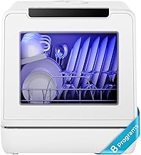EUHOMY Portable Dishwasher Countertop, 8 Programs Dishwasher with 5L Built-in Water Tank and Drain Hose, Countertop Dishwasher No Hookup with 8 Modes with Self Clean & Baby Care, Dish Washer for RVs
