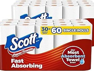 Scott Paper Towels, Choose-A-Sheet, 30 Double Rolls (2 Packs of 15) = 60 Regular Rolls (100 Sheets Per Roll)