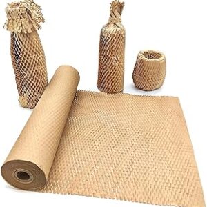 Honeycomb Packing Paper, 15" x 131' Packing Paper Substitute Alternative for Bubble Cushioning Wrap for Moving Shipping Packaging, Recyclable Moving Supplies Bubble Packing Wrap Protective Roll