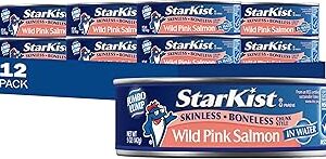 StarKist Wild Pink Salmon, Skinless, Boneless, 5 Ounce (Pack of 12)