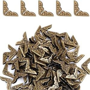 100pcs Metal Book Corner Protectors, Vintage Book Corner Covers Decorative Paperback Book Edge Protector for Photo Album Notebook Scrapbook Menu File Folder (Bronze)