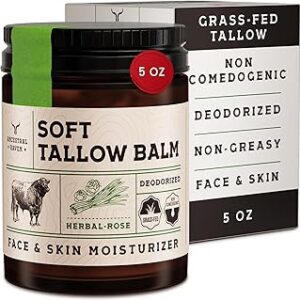 Beef Tallow for Skin - Beef Tallow For Face - Tallow Face Moisturizer - Beef Tallow Moisturizer - Tallow Balm - Grass Fed Beef Tallow For Skin - Tallow Face Cream Lotion (5.0, Herbal-Rose)