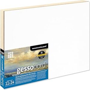 Ampersand Art Supply Gesso Wood Painting Panel: Museum Series Gessobord, 11" x 14", 3/4" Cradled Profile
