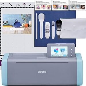Brother ScanNCut SDX125E Electronic DIY Cutting Machine with Scanner, Make Custom Stickers, Vinyl Wall Art, Greeting Cards and More with 682 Included Patterns,Titanium/Aqua