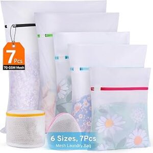 Ultimate 7 Pack 6 Size Mesh Laundry Bags Set for Delicates with AUTO-Lock Zipper, Lingerie Bags for Washing Delicates, Laundry Bags Mesh Wash Bags, Delicates Laundry Bag for Jeans,Blouse,Stocking,Bra