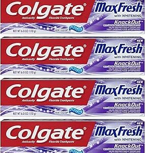 Max Fresh Toothpaste - KnockOut - With Odor Neutralizing Technology - Net Wt. 6 OZ (170 g) Per Tube - Pack of 4 Tubes