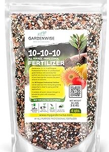 10-10-10 Plant Fertilizer Slow Release – 10 10 10 All Purpose Granular Garden Fertilizer for Fruit Trees, Evergreens, Vegetables, Arborvitae, Fig Trees, Shrubs, Pines, Oaks, Flowers (4 QUARTS)